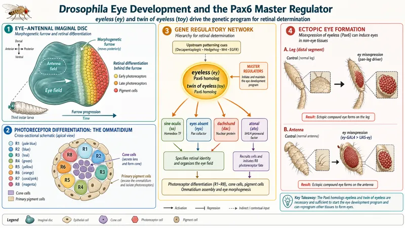 Drosophila eye development and the Pax6 master regulator