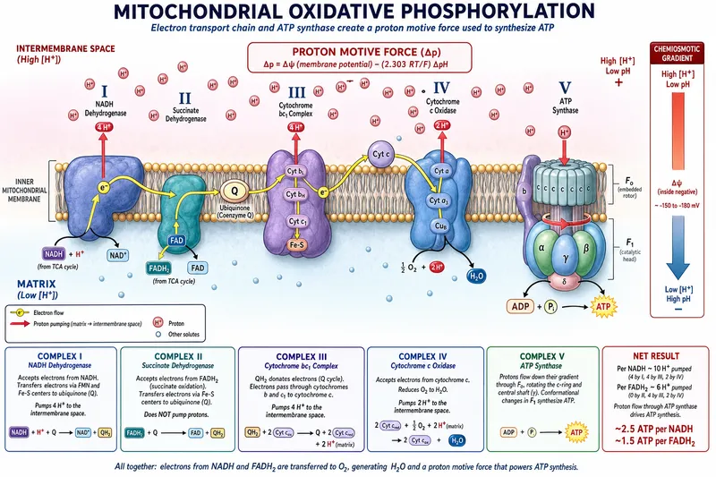 Mitochondrial oxidative phosphorylation in detail