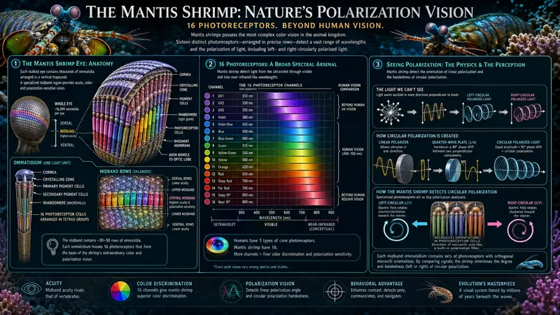 The mantis shrimp's 16-photoreceptor compound eye detecting circular polarized l