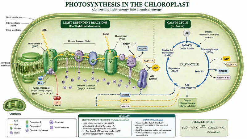 Photosynthesis with the Calvin cycle and light-dependent reactions in a plant ch