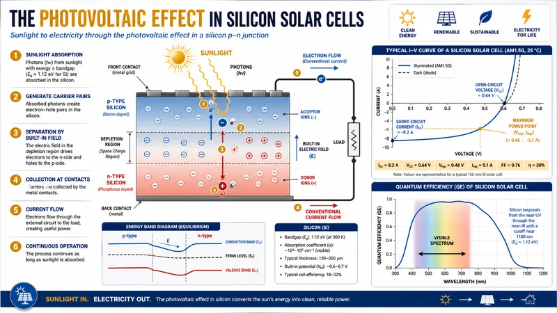Silicon solar cell photovoltaic effect