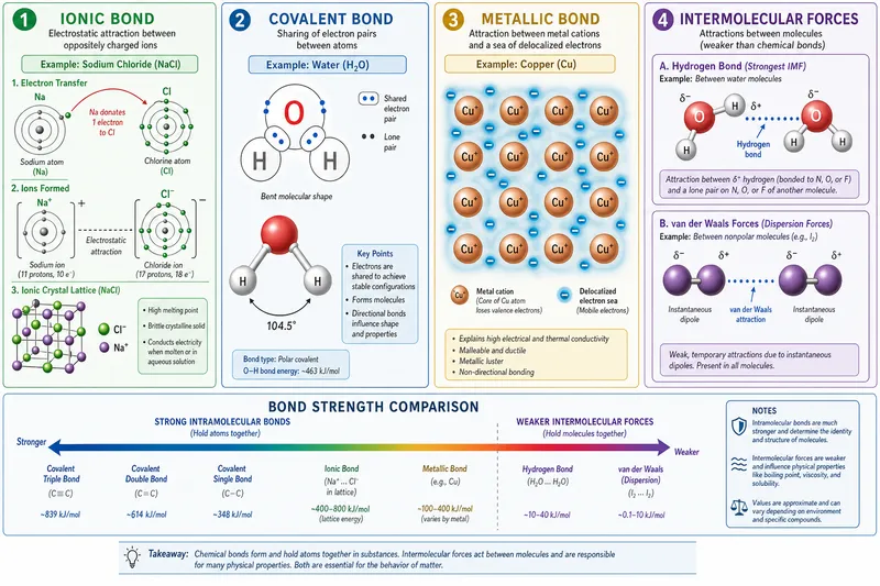 The four primary chemical bond types
