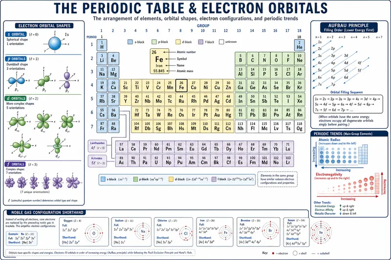 The periodic table with electron orbital shapes