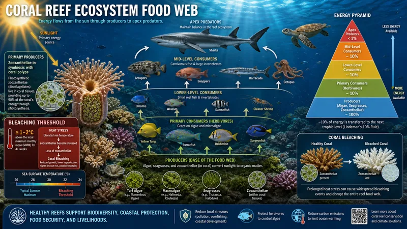 A coral reef ecosystem food web