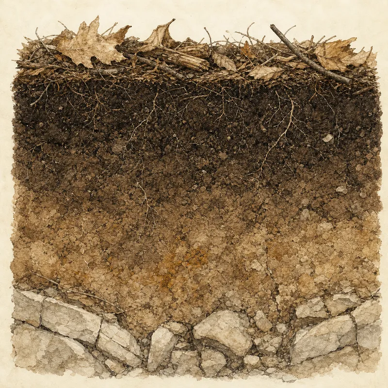Soil horizon cross-section