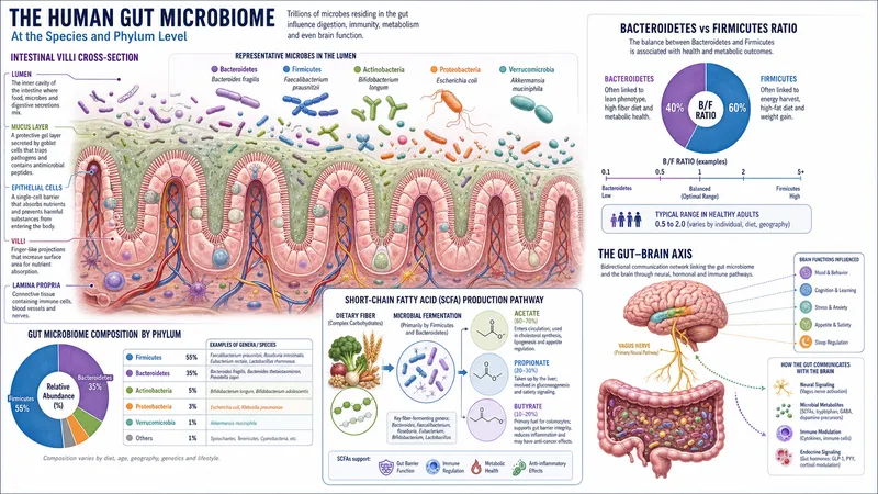 The human gut microbiome at species and phylum level