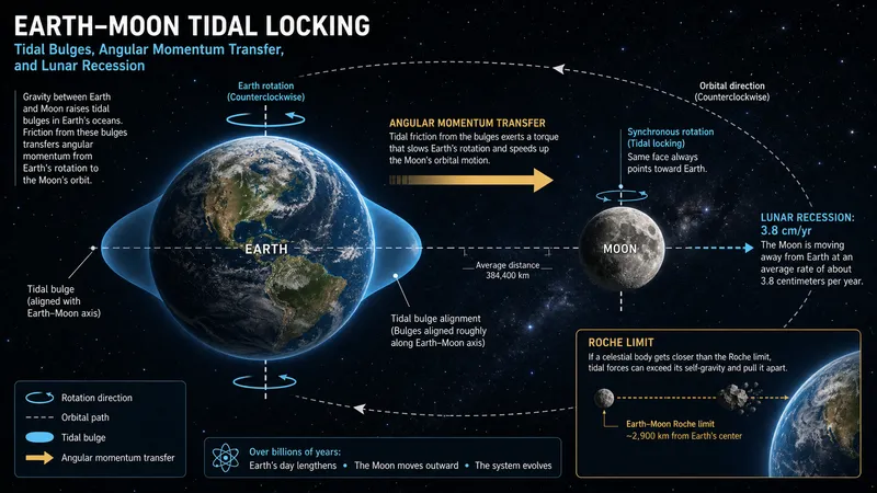 Earth-Moon tidal locking and tidal bulge mechanics