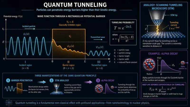 Quantum tunneling through a potential barrier
