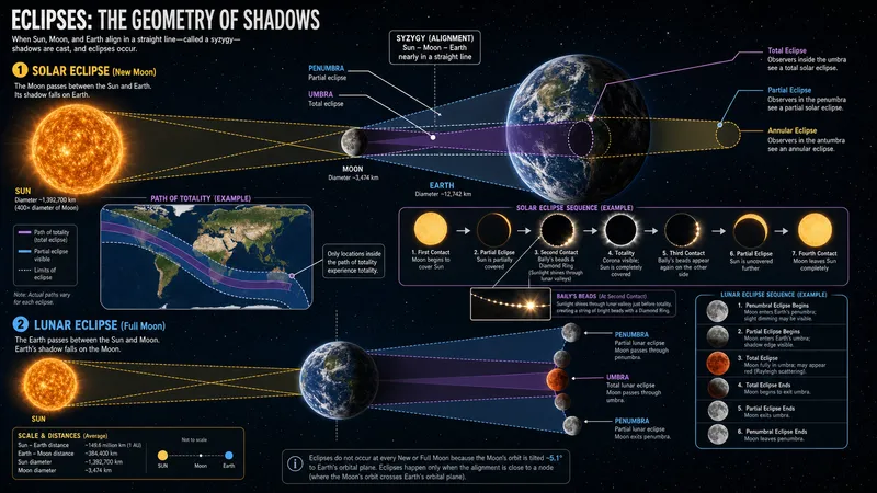 Solar and lunar eclipse geometry