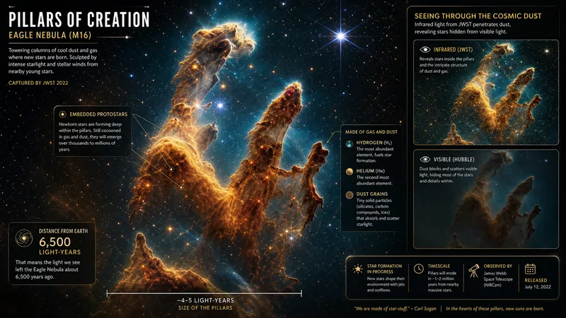 The Pillars of Creation imaged by JWST in 2022